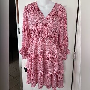 Doe & Rae Hearts of Mine Long Sleeve Ruffle Dress M